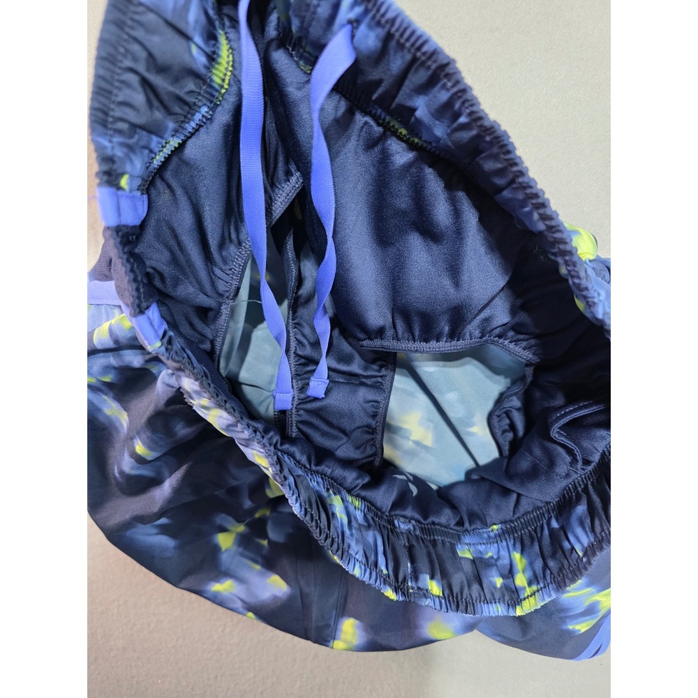 Nike Tempo Dri-FIT Running Shorts Navy Yellow Abstract Print Womens Small - Picture 9 of 9